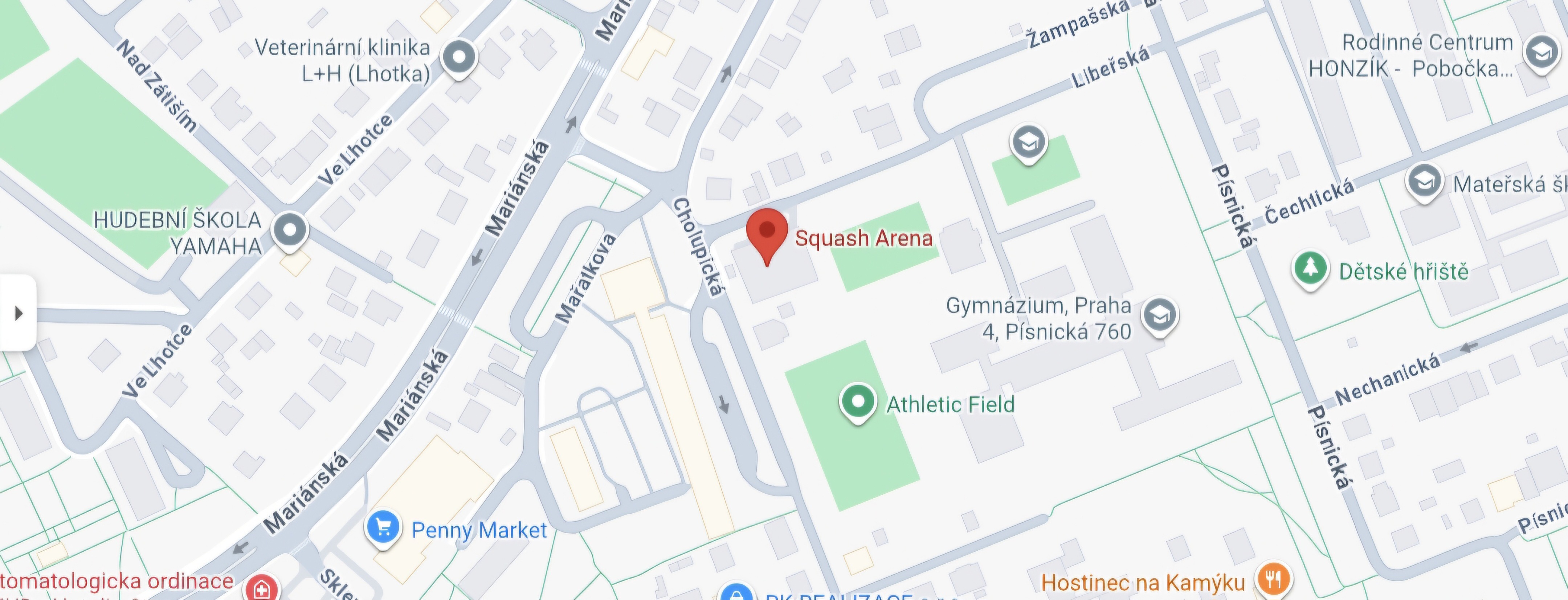 Mapa: Squash aréna Novodvorská, Praha 12